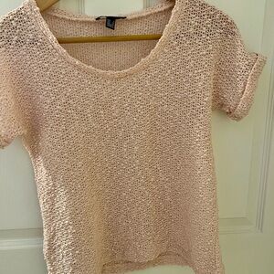 Mango Light Pink Short Sleeve Knit Top